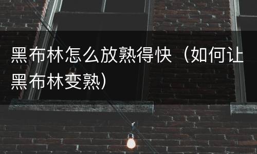 黑布林怎么放熟得快（如何让黑布林变熟）