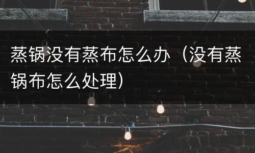 蒸锅没有蒸布怎么办（没有蒸锅布怎么处理）