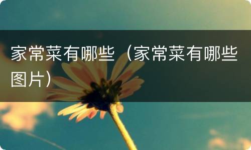 家常菜有哪些（家常菜有哪些图片）