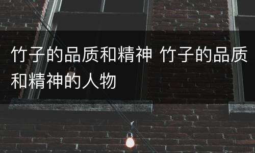 竹子的品质和精神 竹子的品质和精神的人物