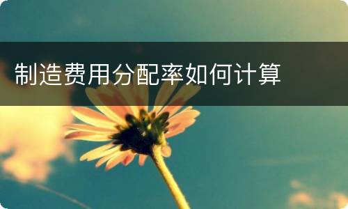 制造费用分配率如何计算