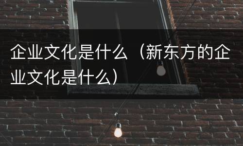 企业文化是什么（新东方的企业文化是什么）