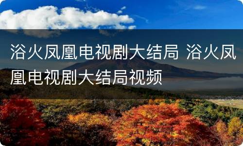 浴火凤凰电视剧大结局 浴火凤凰电视剧大结局视频
