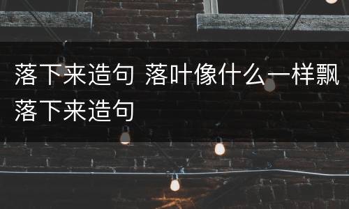 落下来造句 落叶像什么一样飘落下来造句