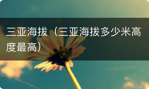 三亚海拔（三亚海拔多少米高度最高）