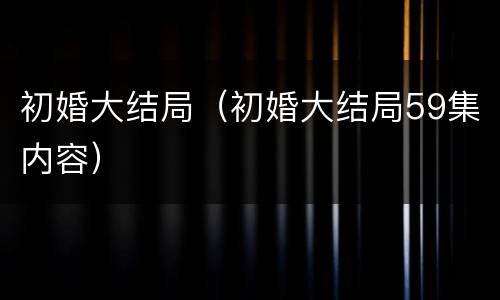 初婚大结局（初婚大结局59集内容）
