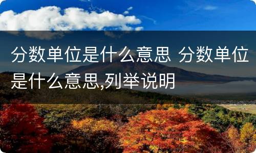 分数单位是什么意思 分数单位是什么意思,列举说明