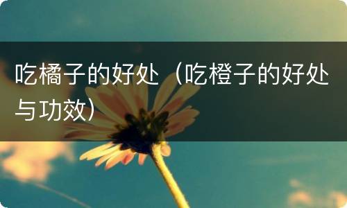 吃橘子的好处（吃橙子的好处与功效）