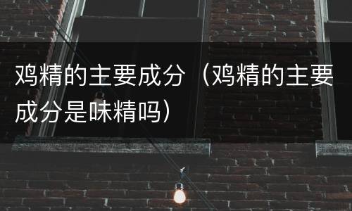鸡精的主要成分（鸡精的主要成分是味精吗）