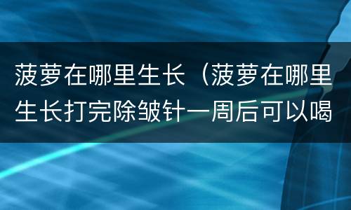 菠萝在哪里生长（菠萝在哪里生长打完除皱针一周后可以喝调经类的中药吗）