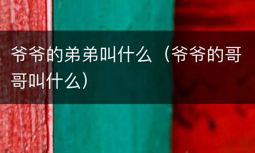 爷爷的弟弟叫什么（爷爷的哥哥叫什么）