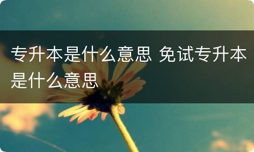 专升本是什么意思 免试专升本是什么意思