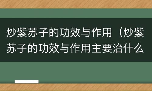 炒紫苏子的功效与作用（炒紫苏子的功效与作用主要治什么病）