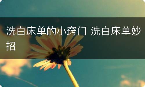 洗白床单的小窍门 洗白床单妙招