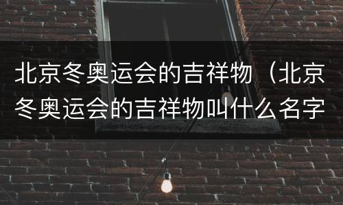 北京冬奥运会的吉祥物（北京冬奥运会的吉祥物叫什么名字）