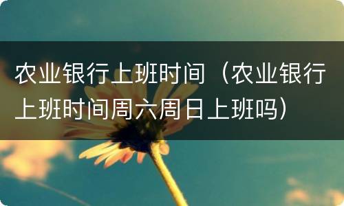 农业银行上班时间（农业银行上班时间周六周日上班吗）