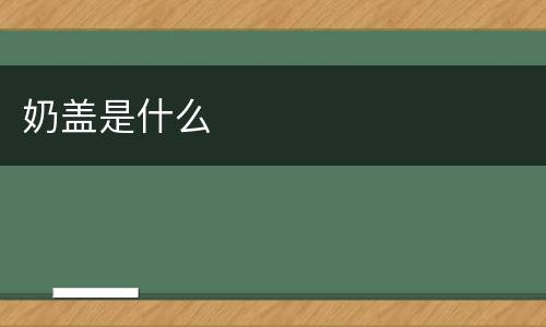 奶盖是什么