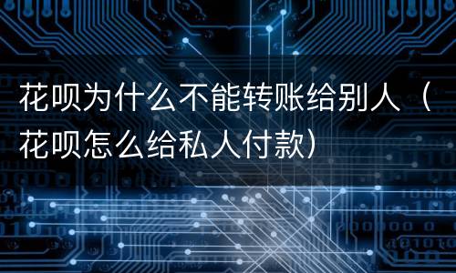 花呗为什么不能转账给别人（花呗怎么给私人付款）