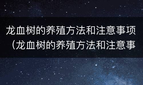 龙血树的养殖方法和注意事项（龙血树的养殖方法和注意事项冬季）