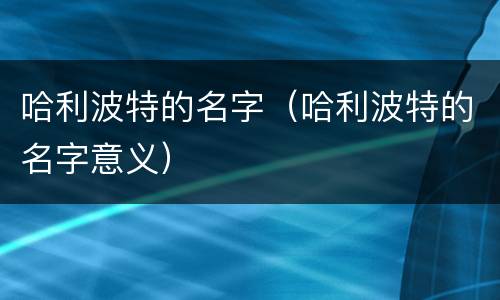 哈利波特的名字（哈利波特的名字意义）
