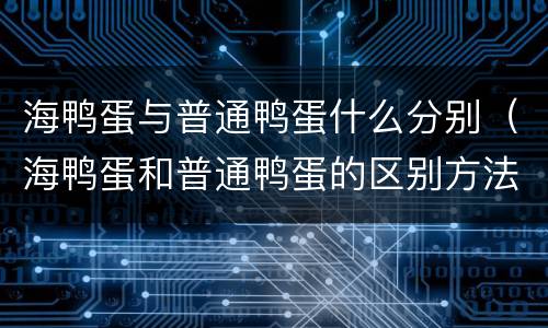 海鸭蛋与普通鸭蛋什么分别（海鸭蛋和普通鸭蛋的区别方法）