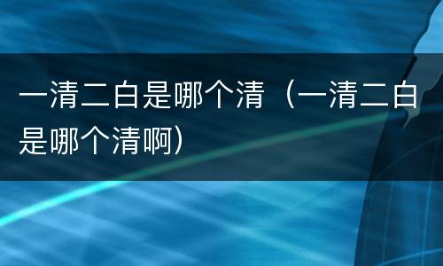 一清二白是哪个清（一清二白是哪个清啊）