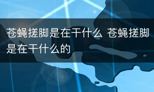 苍蝇搓脚是在干什么 苍蝇搓脚是在干什么的 苍蝇搓脚是在干什么 苍蝇搓脚是在干什么的