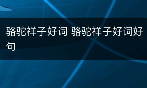 骆驼祥子好词 骆驼祥子好词好句