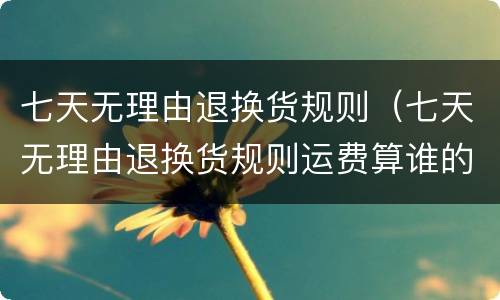 七天无理由退换货规则（七天无理由退换货规则运费算谁的）