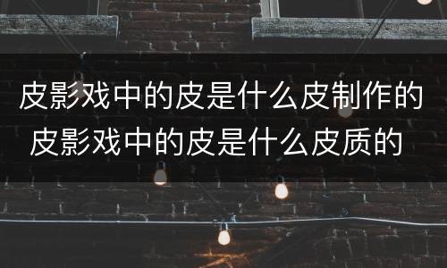 皮影戏中的皮是什么皮制作的 皮影戏中的皮是什么皮质的