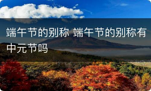 端午节的别称 端午节的别称有中元节吗