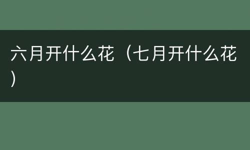 六月开什么花（七月开什么花）
