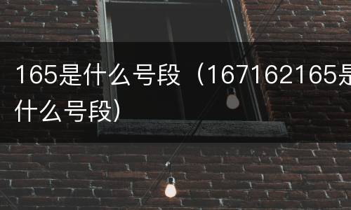 165是什么号段（167162165是什么号段）