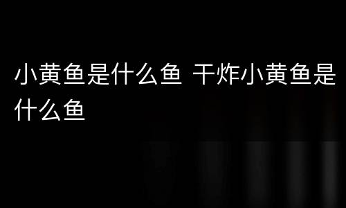 小黄鱼是什么鱼 干炸小黄鱼是什么鱼