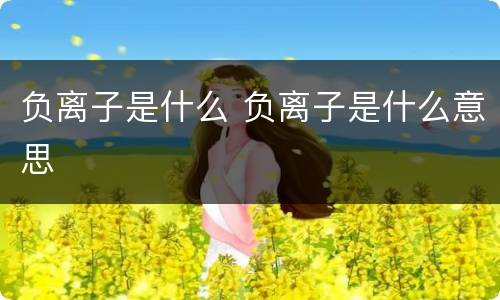 负离子是什么 负离子是什么意思