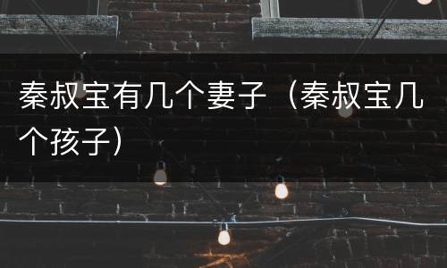秦叔宝有几个妻子（秦叔宝几个孩子）