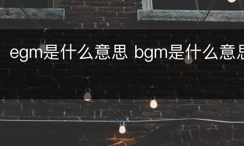 egm是什么意思 bgm是什么意思