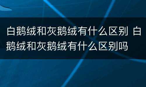 白鹅绒和灰鹅绒有什么区别 白鹅绒和灰鹅绒有什么区别吗