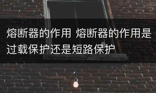 熔断器的作用 熔断器的作用是过载保护还是短路保护