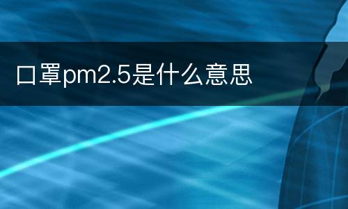 口罩pm2.5是什么意思