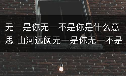 无一是你无一不是你是什么意思 山河远阔无一是你无一不是你是什么意思