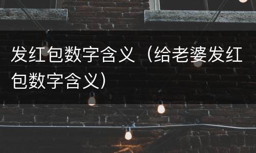 发红包数字含义（给老婆发红包数字含义）