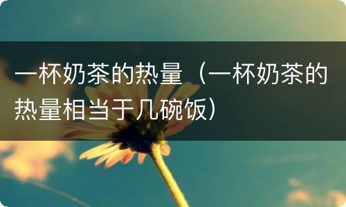 一杯奶茶的热量（一杯奶茶的热量相当于几碗饭）
