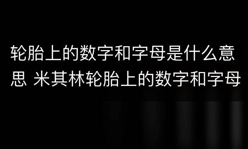 轮胎上的数字和字母是什么意思 米其林轮胎上的数字和字母是什么意思