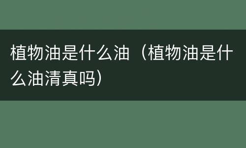 植物油是什么油（植物油是什么油清真吗）