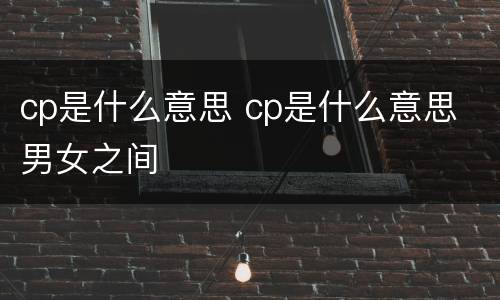 cp是什么意思 cp是什么意思 男女之间