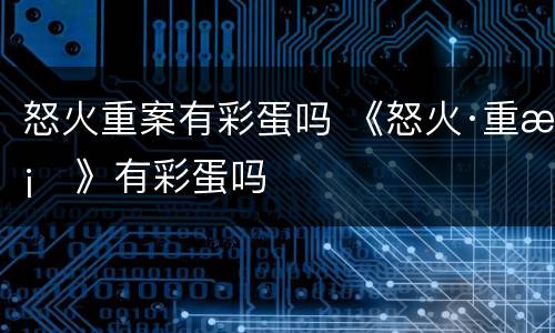 怒火重案有彩蛋吗 《怒火·重案》有彩蛋吗