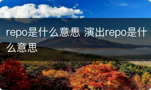 repo是什么意思 演出repo是什么意思