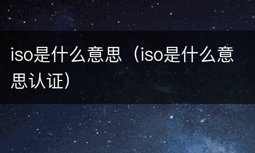 iso是什么意思（iso是什么意思认证）
