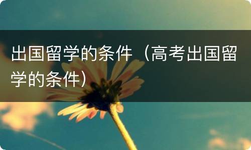 出国留学的条件（高考出国留学的条件）